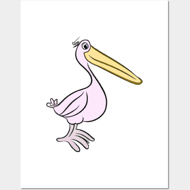 Cute Pelican Drawing Wall Art by Play Zoo